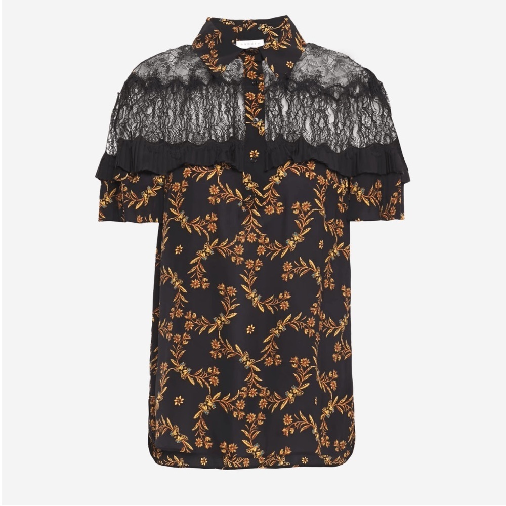 Sandro Floral and Butterfly Lace Top